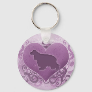 Purple Cocker Spaniel Valentine Key Ring