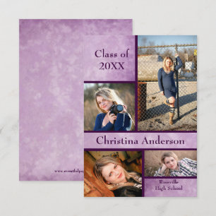 Purple Collage - 3x5 Grad Announcement