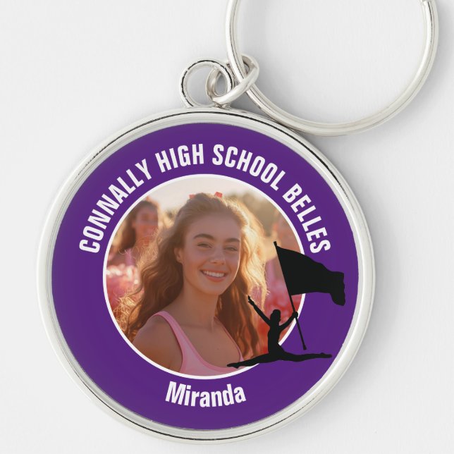 Purple Color Guard Photo High School Dancer Key Ring (Front)