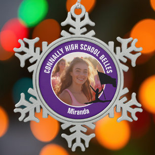 Purple Color Guard Photo High School Dancer Snowflake Pewter Christmas Ornament