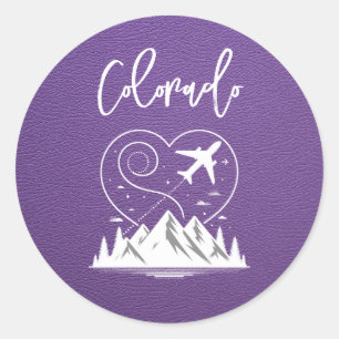 Purple Colorado Passport  Classic Round Sticker