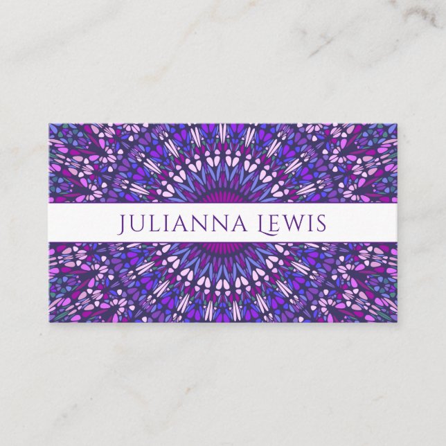 Purple Colorful Gravel Mandala Business Card (Front)