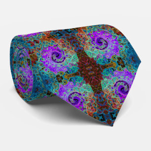 Purple Colorful Groovy Abstract Retro Liquid Swirl Tie