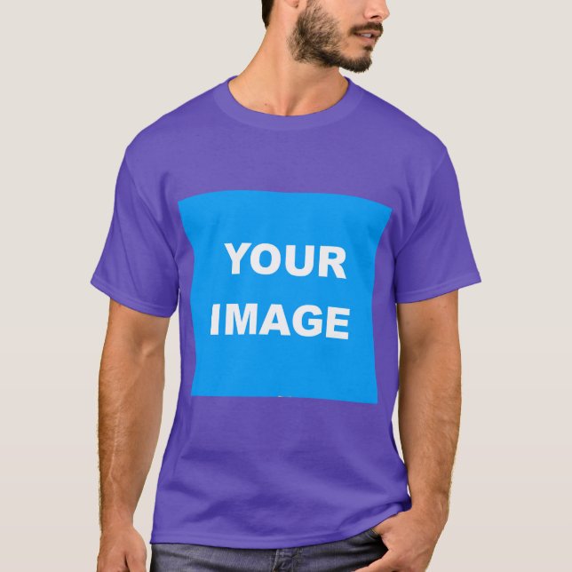 Purple Colour Add Your Image Photo Picture Logo T-Shirt (Front)
