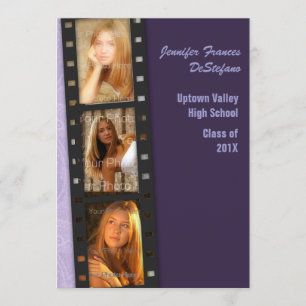 Purple Colour Block Grad Photo Card
