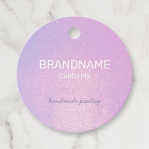 Purple Colour Gradient Faux Girly Pink Glitter Favour Tags