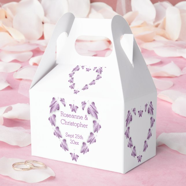 Purple Coloured Butterflies Design Wedding Favour Box (Wedding)