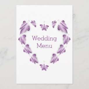 Purple Coloured Butterflies Design Wedding Menu