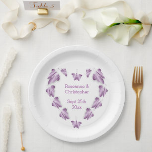 Purple Coloured Butterflies Design Wedding Paper Plate