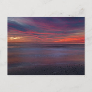 Purple-coloured sunrise on ocean shore postcard