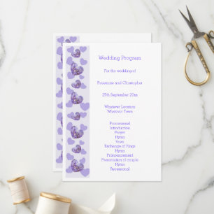 Purple Coloured Wisteria Heart Design Wedding Programme
