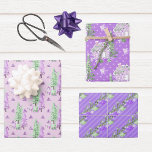 Purple Colourful Christmas Trees Holiday Wrapping Paper Sheet<br><div class="desc">This design may be personalised by choosing the Edit Design option. You may also transfer onto other items. Contact me at colorflowcreations@gmail.com or use the chat option at the top of the page if you wish to have this design on another product or need assistance. See more of my designs...</div>