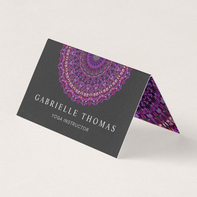 Purple Colourful Floral Mandala Business Card (Front)