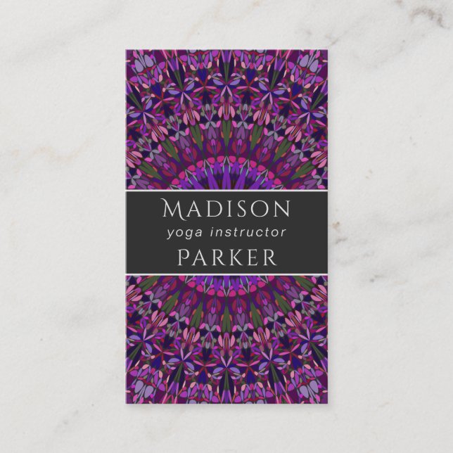 Purple Colourful Floral Mandala Business Card (Front)