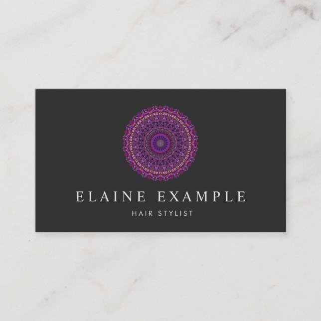 Purple Colourful Floral Mandala Business Card (Front)