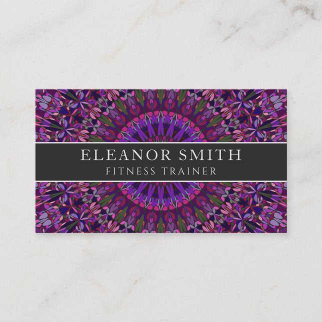 Purple Colourful Floral Mandala Business Card (Front)