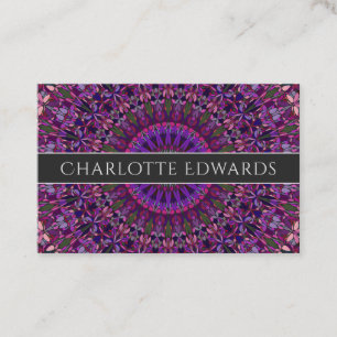 Purple Colourful Floral Mandala Business Card