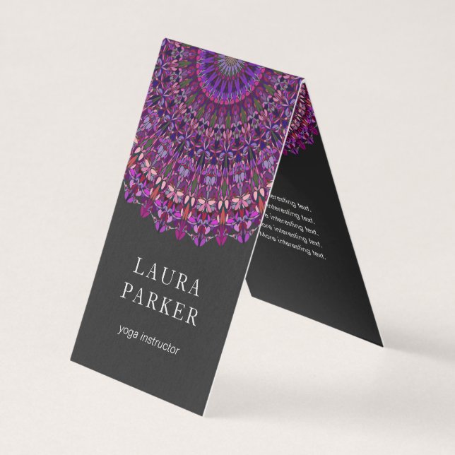 Purple Colourful Floral Mandala Business Card (Front)