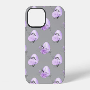 Purple Colourful Flower Botanical Easter Egg Style iPhone 12 Case