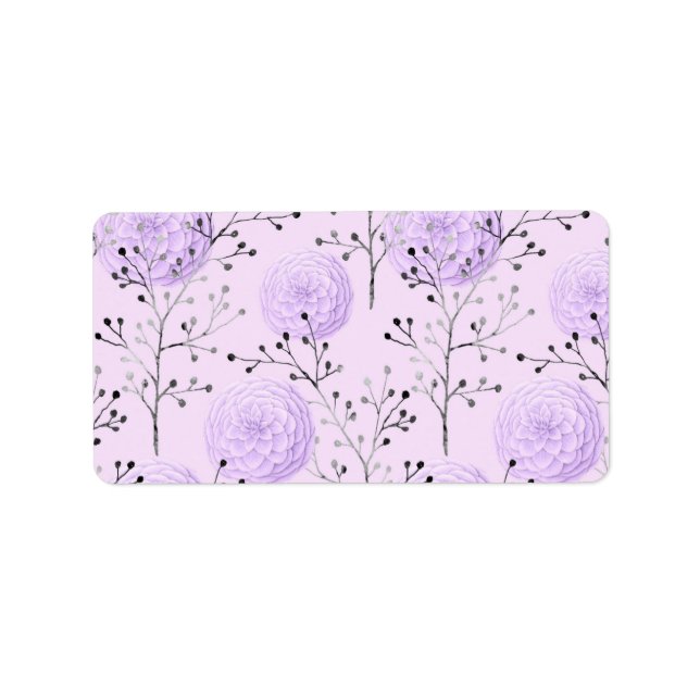 Purple Colourful Flower Botanical Floral Label (Front)