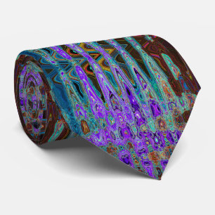 Purple Colourful Groovy Abstract Retro Atomic Wave Tie