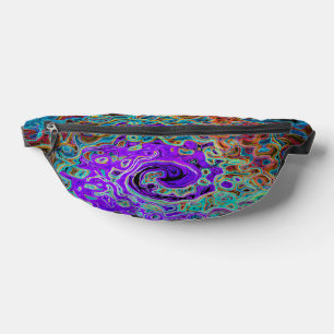 Purple Colourful Groovy Abstract Retro Liquid Swir Bum Bags