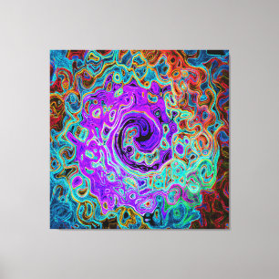 Purple Colourful Groovy Abstract Retro Liquid Swir Canvas Print