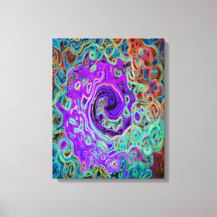 Purple Colourful Groovy Abstract Retro Liquid Swir Canvas Print