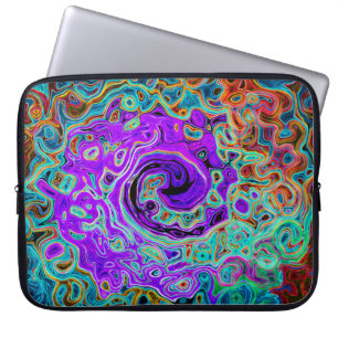 Purple Colourful Groovy Abstract Retro Liquid Swir Laptop Sleeve