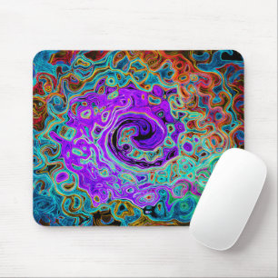 Purple Colourful Groovy Abstract Retro Liquid Swir Mouse Mat