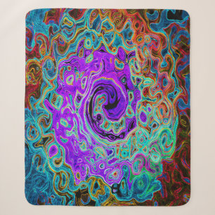 Purple Colourful Groovy Abstract Retro Liquid Swir Sherpa Blanket