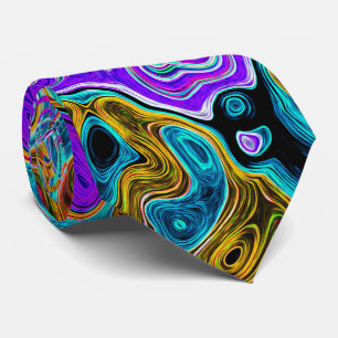 Purple Colourful Groovy Abstract Retro Liquid Swir Tie