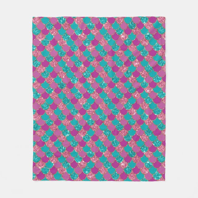 Purple Colourful Mermaid Glitter Fleece Blanket (Front)