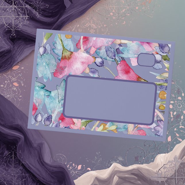 purple colourful wildflower greenery wedding envelope (Creator Uploaded)