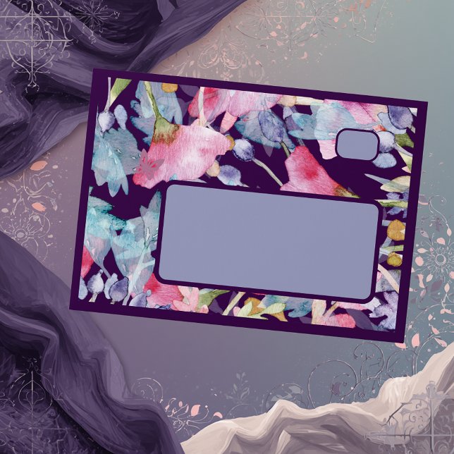 purple colourful wildflower greenery wedding envelope (Creator Uploaded)