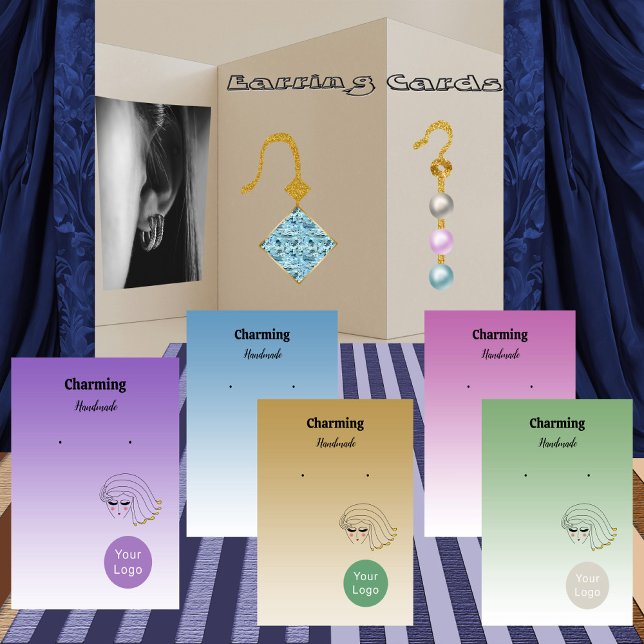 Purple Colours, Pretty Girl Face Earring Cards (Creator Uploaded)