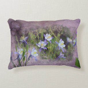 Purple Columbine Flowers Decorative Cushion