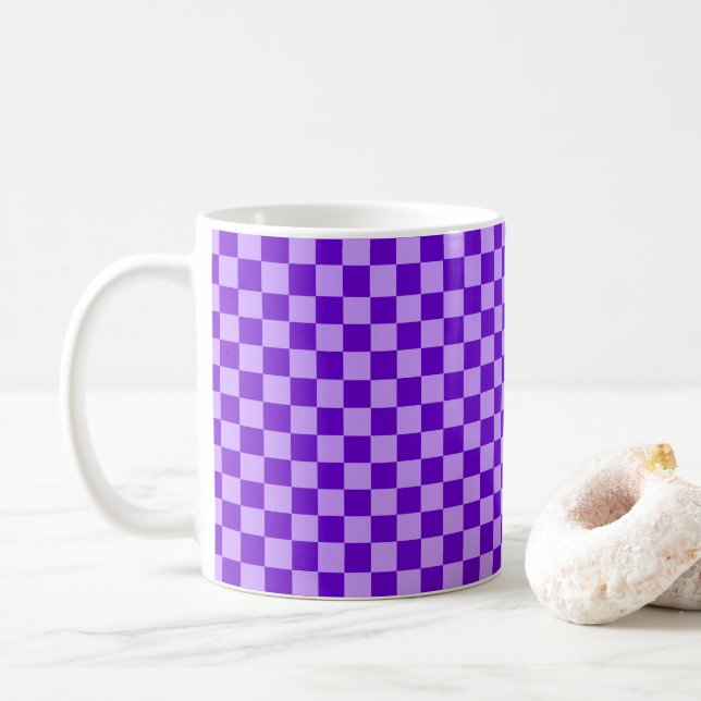 Purple Combination Chequerboard by Shirley Taylor Coffee Mug (With Donut)