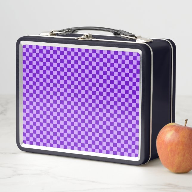 Purple Combination Chequerboard by ShirleyTaylor Metal Lunch Box (In Situ)