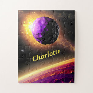 Purple Comet Roars Towards Unknown Pink Planet Jigsaw Puzzle
