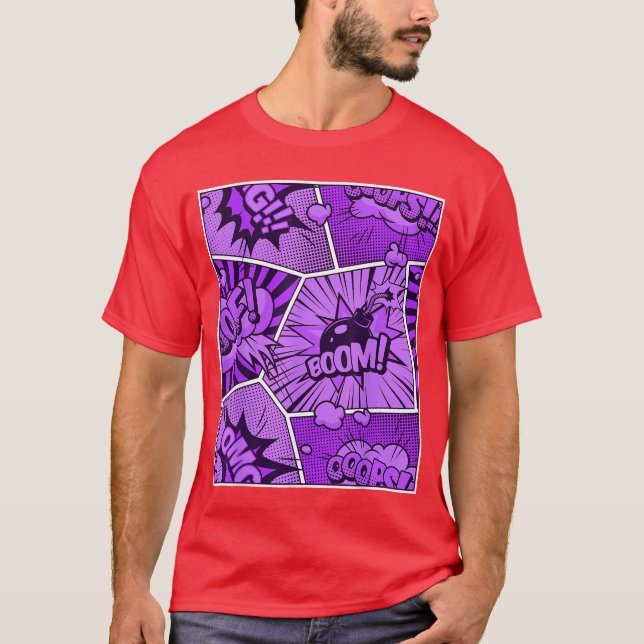 Purple Comic Book Purple Color family T-Shirt (Front)