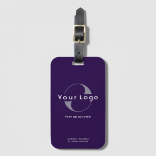 Purple Company logo Business brand Leather strap Luggage Tag