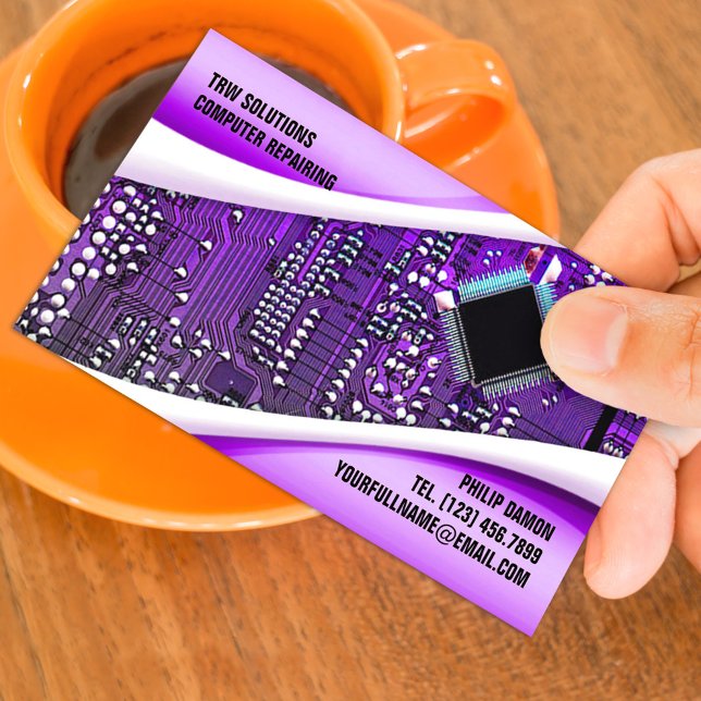 Purple Computer Repair Business Card (Creator Uploaded)