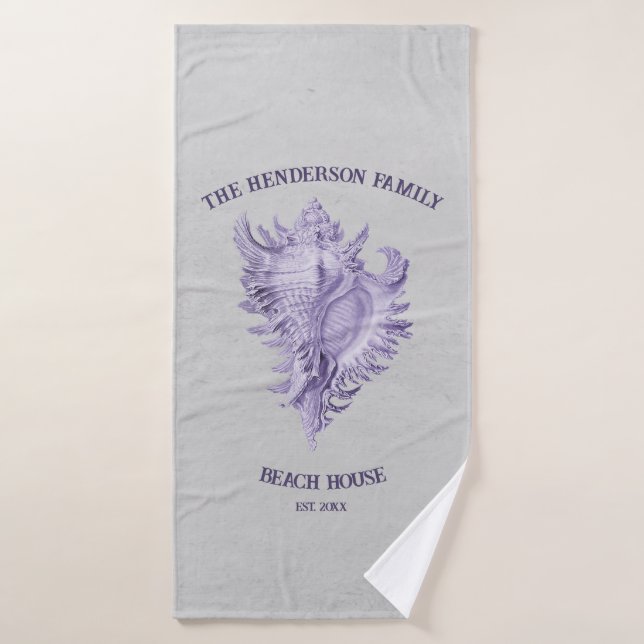Purple Conch Shell Bath Towel Set (Bath Towel)
