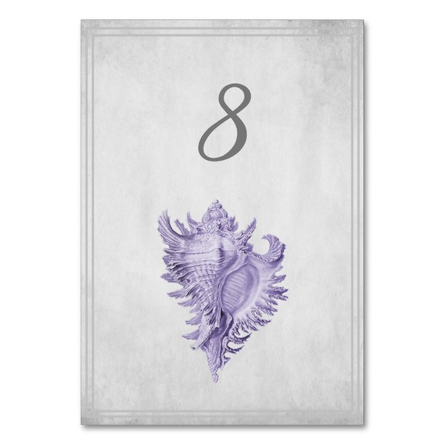 Purple Conch Shell Table Number Card (Front)