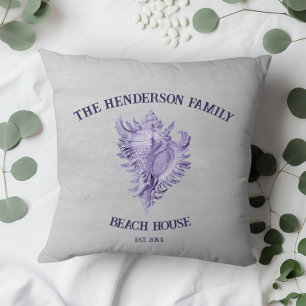 Purple Conch Shell Throw Pillow