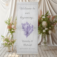 Purple Conch Shell Wedding Retractable Banner