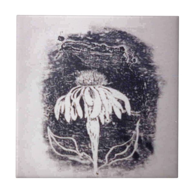 "Purple Cone Flower" Kitchen Garden Ceramic Tile (Front)