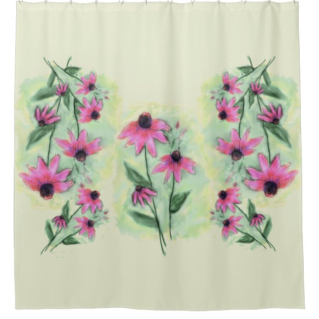 Purple Cone Flower Shower Curtain (Front)