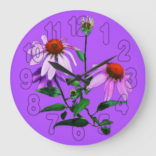 Purple Coneflower On Purple Clock